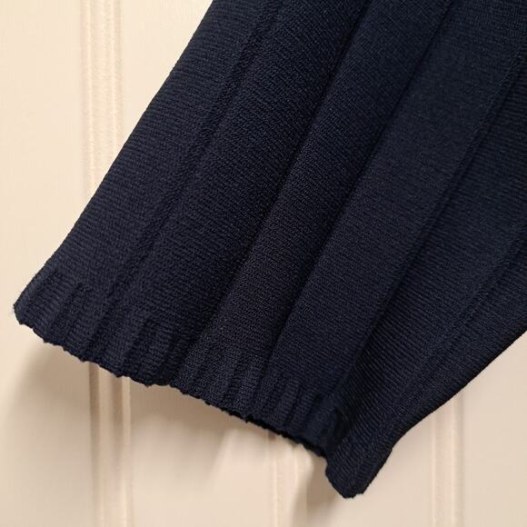 Jason Wu Collection Dress Womens S Navy Blue Ribbed Pleated Half Sleeve Pullover - Picture 7 of 16